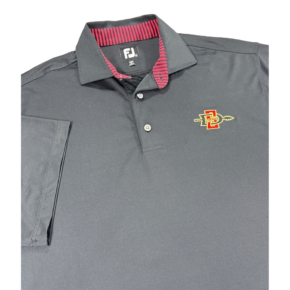 FootJoy Polo Shirt Men's XL Black Performance San Diego Aztecs Logo Short Sleeve